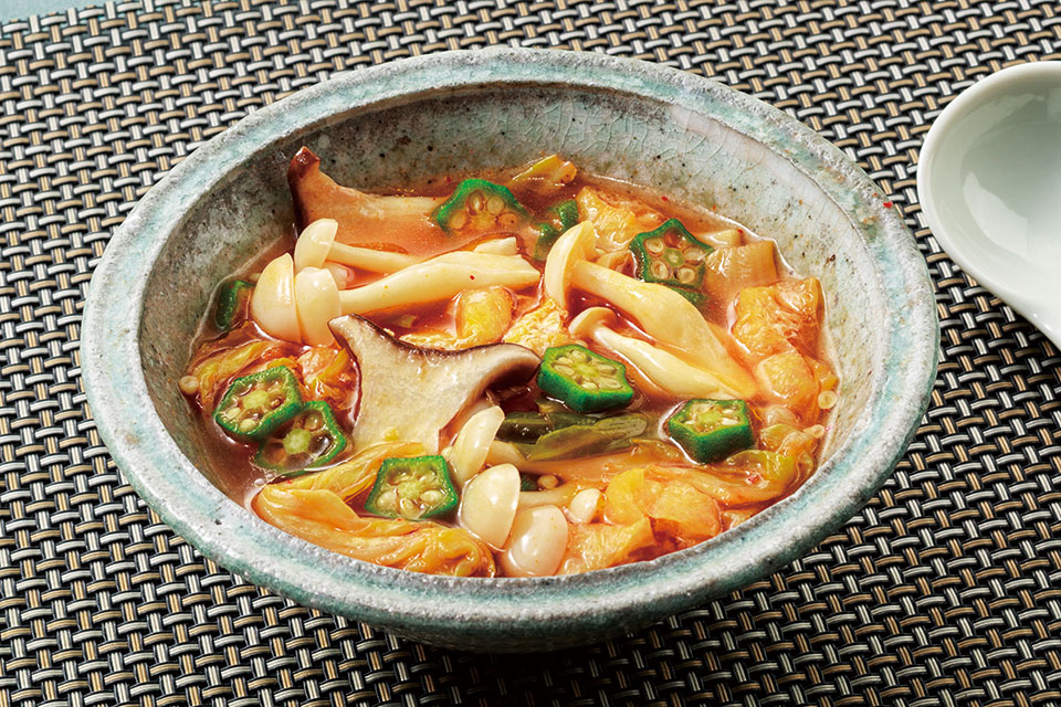Korean Style Kimchi mushroom soup